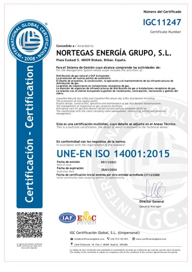 Certificado de medio ambiente